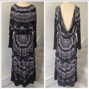 Free People Open Back Long Sleeve Maxi Dress NWOT